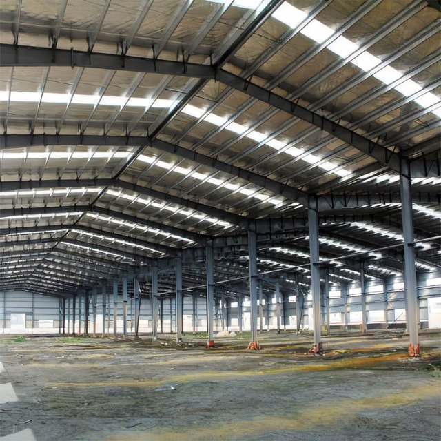 welded H beam Red Steel Structure Workshop for factories